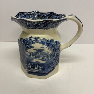 Vintage Masons Vista Blue Transferware Ironstone Pitcher England